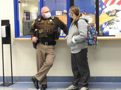 Deputy Meyer interracts daily with LHS students as our School Resource Officer. Photo by Mr. Sealey