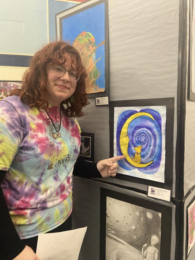 Alyssa Winter-Dakon displayed several pieces of her art at The Fauquier County Student Art Festival. Photo by Cathy Rivera.