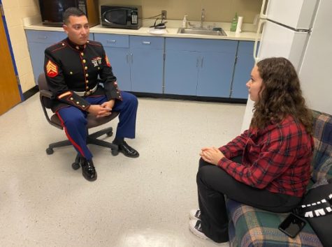 Sgt. Aguilera sits down with Diana Avelar to discuss her potential military options. Photo by Christian Jordan.